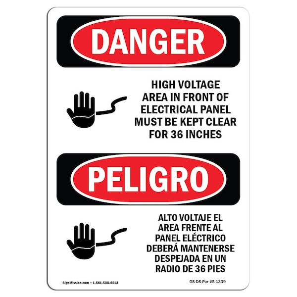 Safety Sign, OSHA, 5" Height, Voltage Electrical Panel 36 Inches Spanish, 10PK